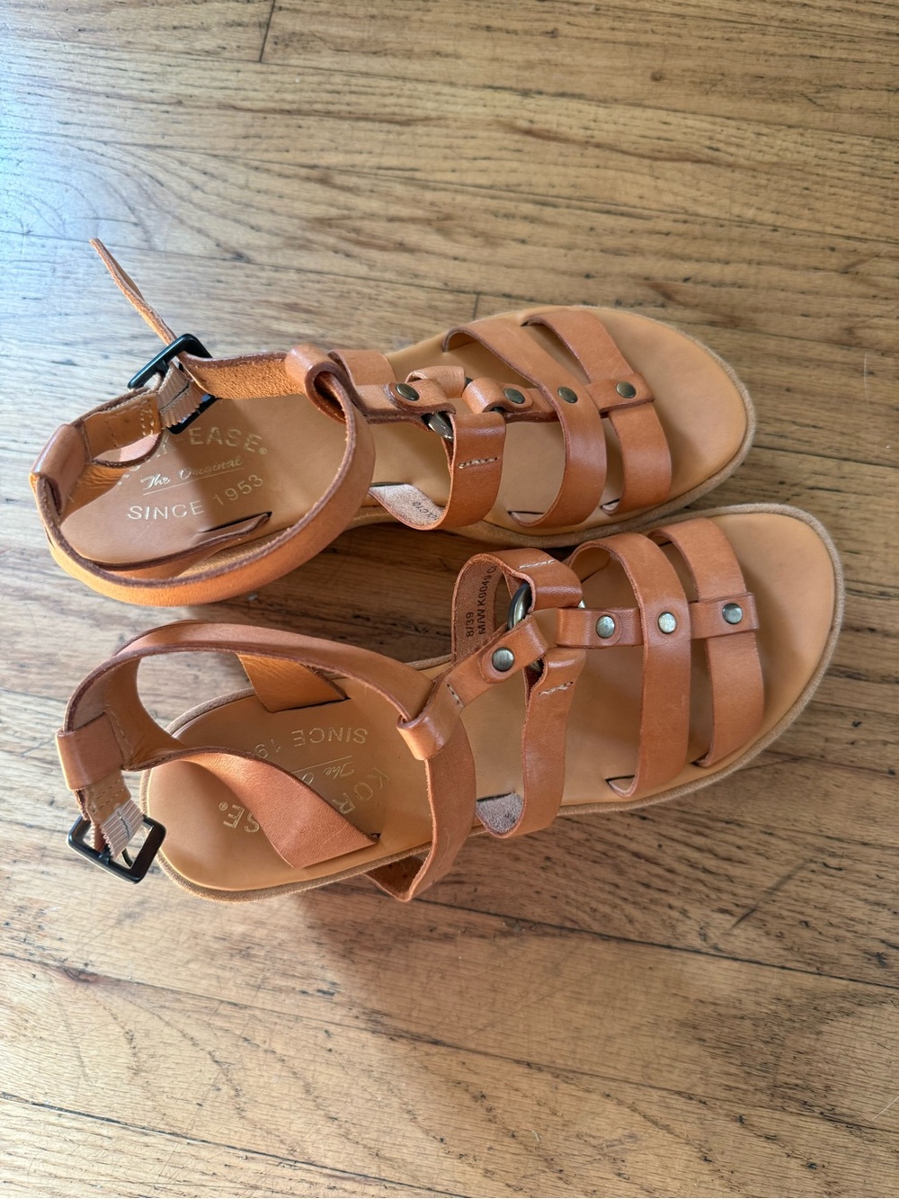 Kork-Ease Women's Tan Leather Wedge Sandals